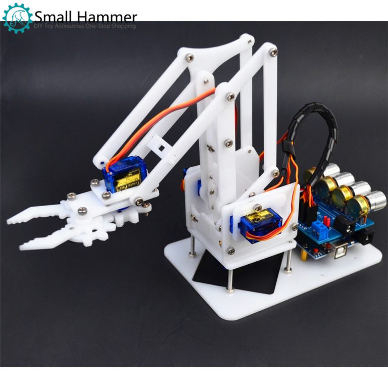 DIY Acrylic robot arm claw arduino kit 4DOF toys Mechanical grab ...