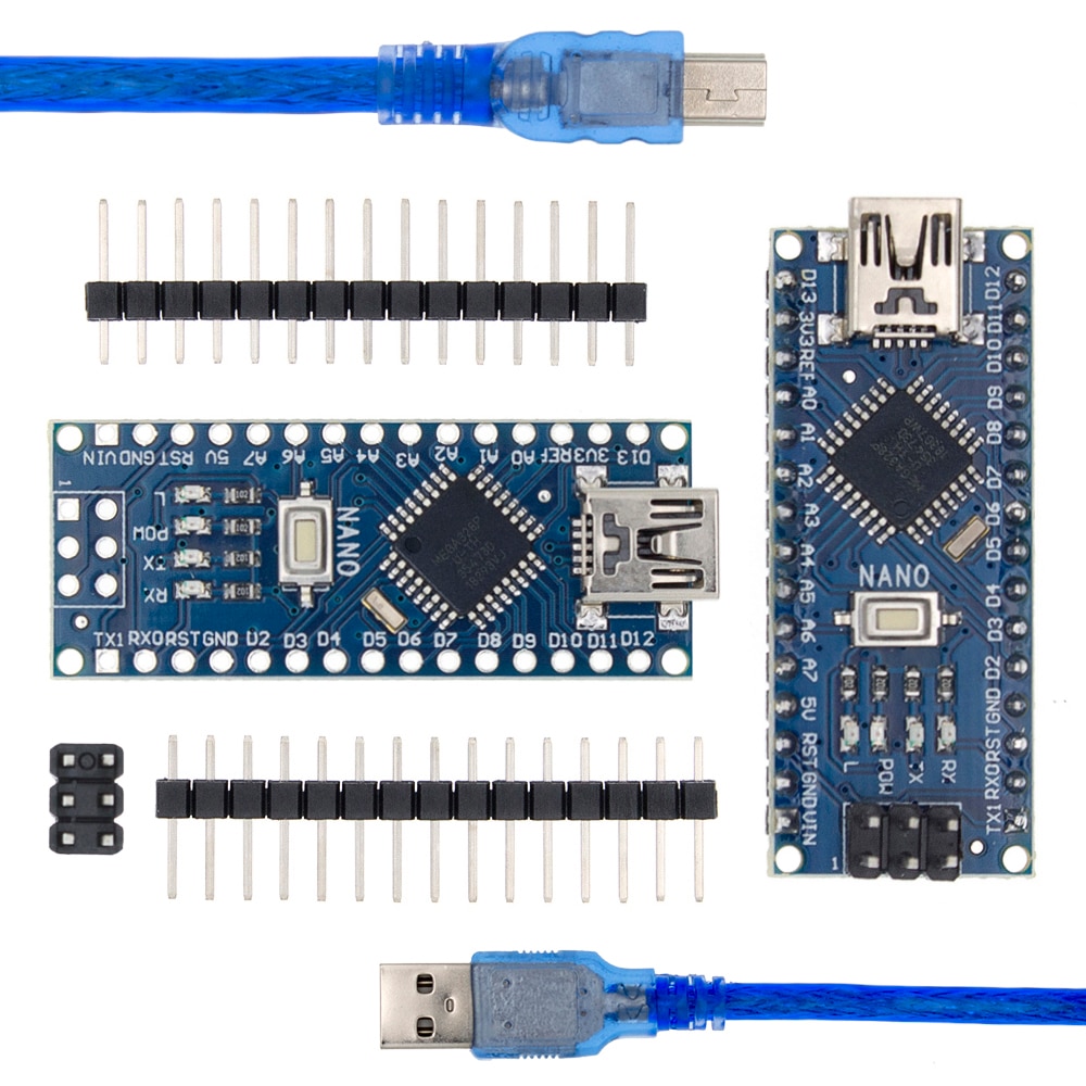 Nano ATMEGA328P Mini USB Mit dem Bootloader kompatibel für Arduino Nano V3.0 Controller CH340 USB-Treiber 16MHz Blau 