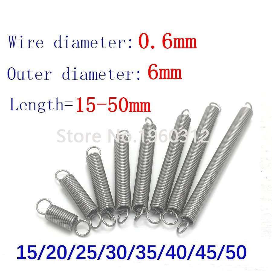 10pcs Dual Hook Small Tension Spring 304 Stainless Steel Extension Spring Tension Coil Spring Hook Size : 30mm Wire Dia 0.5mm Outer Dia 6mm Length 20-50mm 10pcs Dual Hook Small Tension Spring 304 Stainless Steel Extension Spring Tension Coil Spring Hook Size : 30mm Wire Dia 0.5mm Outer Dia 6mm Length 20-50mm