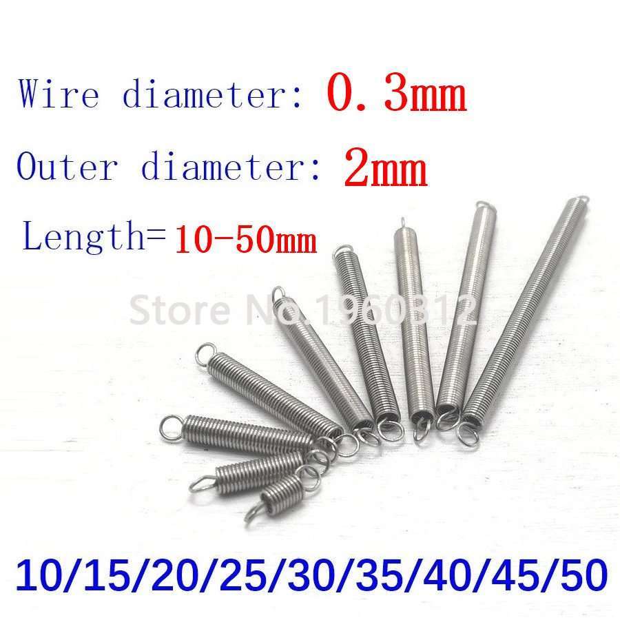 Wire Dia 0.3mm Tension Extending Springs Stainless Steel Hook Expansion Spring 