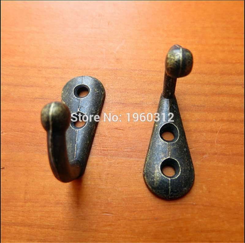 10pcs/lot Key Small Hooks - Antique Style Metal Ball End Style Hanger Robe  Decor Furniture - 1.18(30X22mm) with enough screws - SINONING- Electronics  DIY Accessories Store