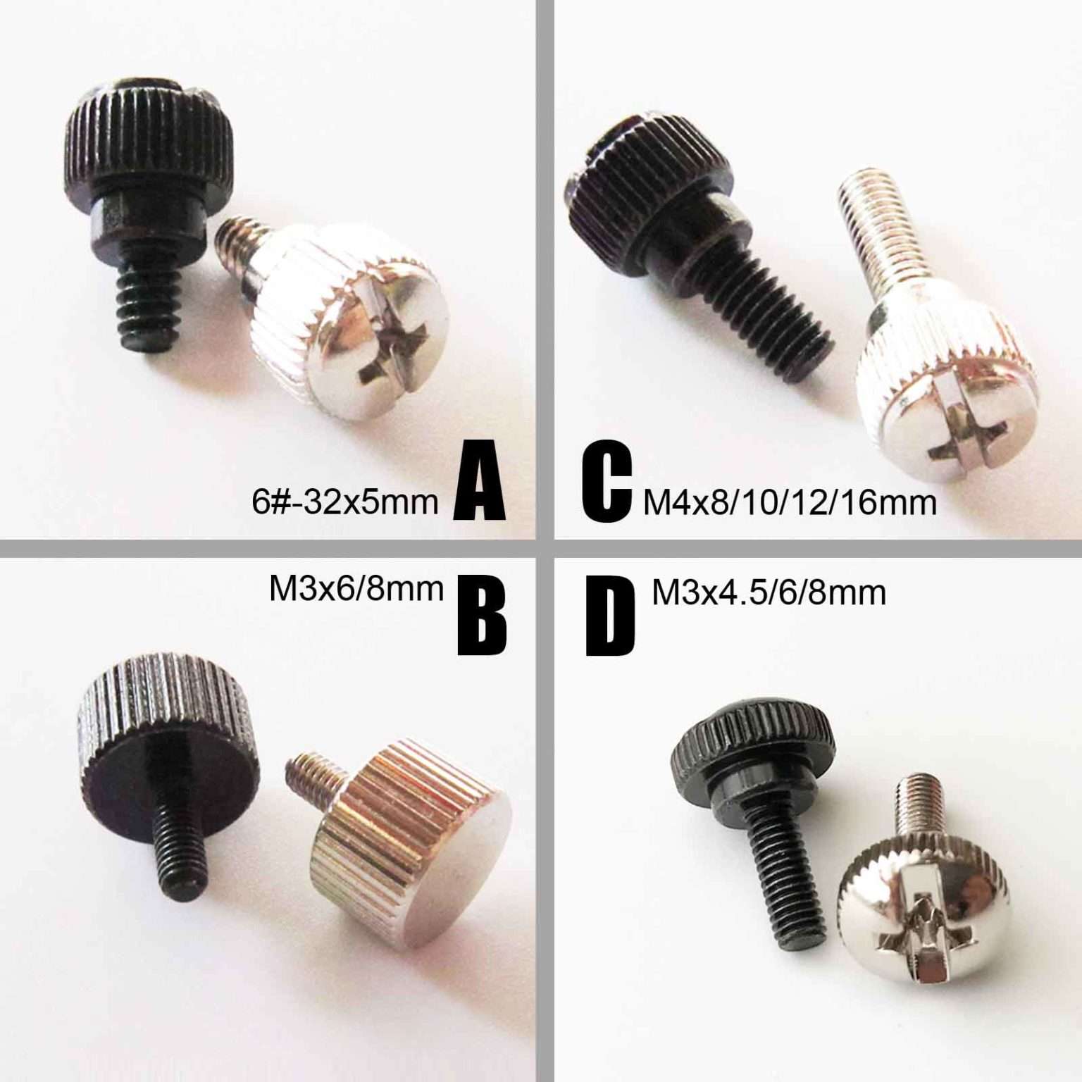 5pcs Black Silvery Phillips Head Thumb Screw Bolt Thumbscrew for PC ...