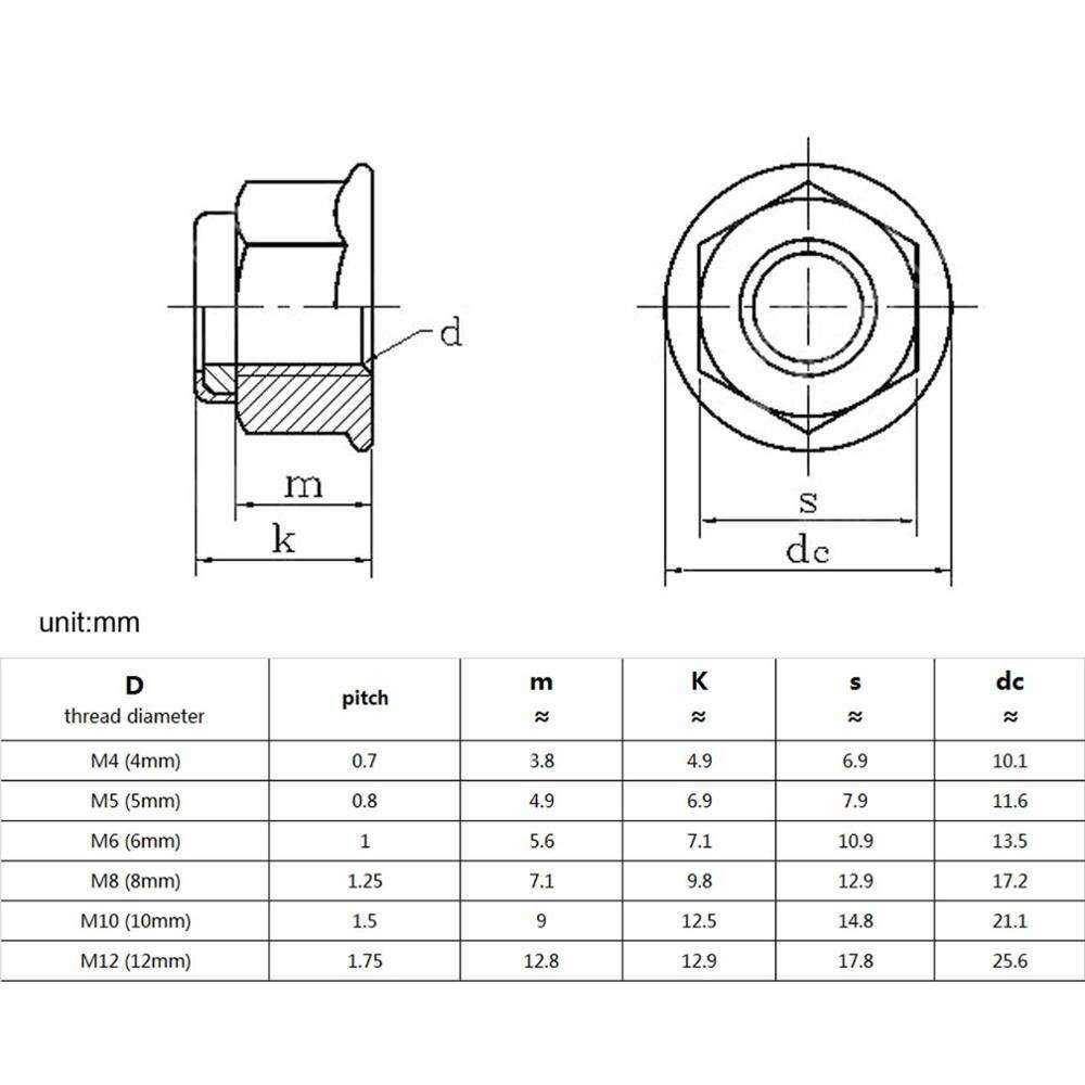2/5pcs M4M12 304 Stainless Steel Prevailing Torque Type All Metal