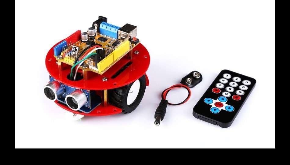 Mini Smart Robot Car Kit for UNO R3+ motor driver on board, Ultrasonic Sensor, IR Remote for Arduino,Ultrasonic tracking,STEM