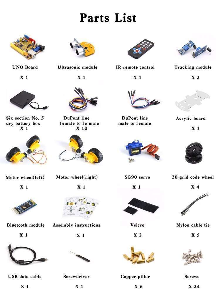 4WD Robot Car Kit for Arduino UNO R3 Smart Project STEM Toys for Kids DIY Ultrasonic obstacle avoidance Track remote control