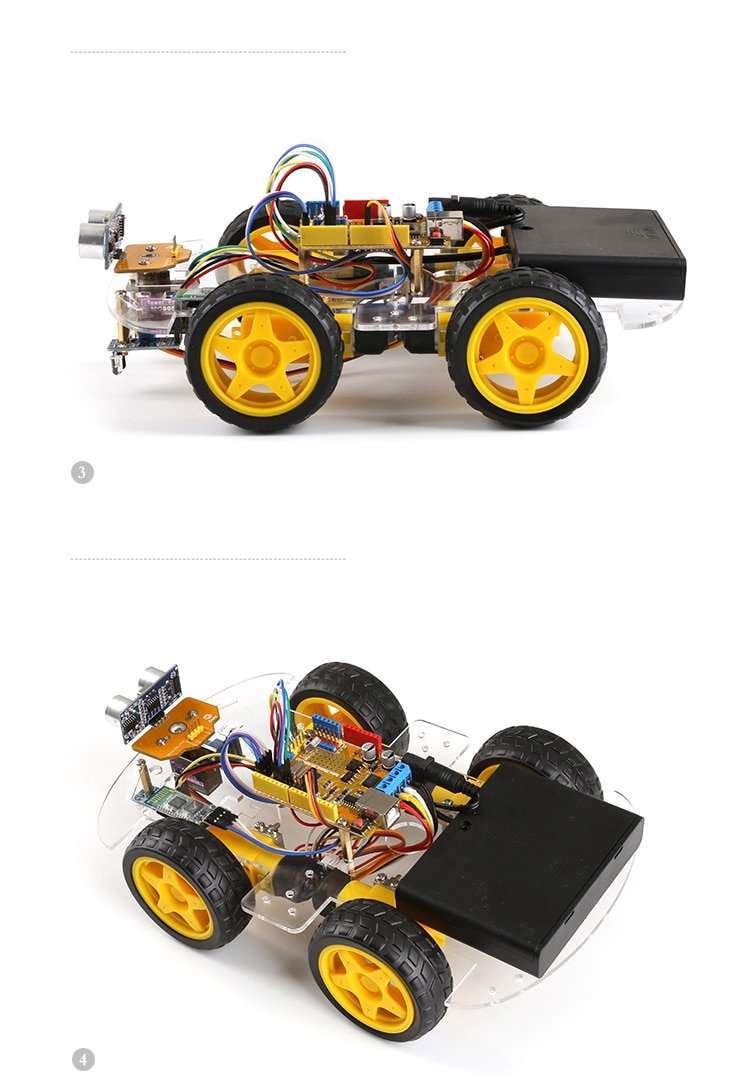 4WD Robot Car Kit for Arduino UNO R3 Smart Project STEM Toys for Kids DIY Ultrasonic obstacle avoidance Track remote control