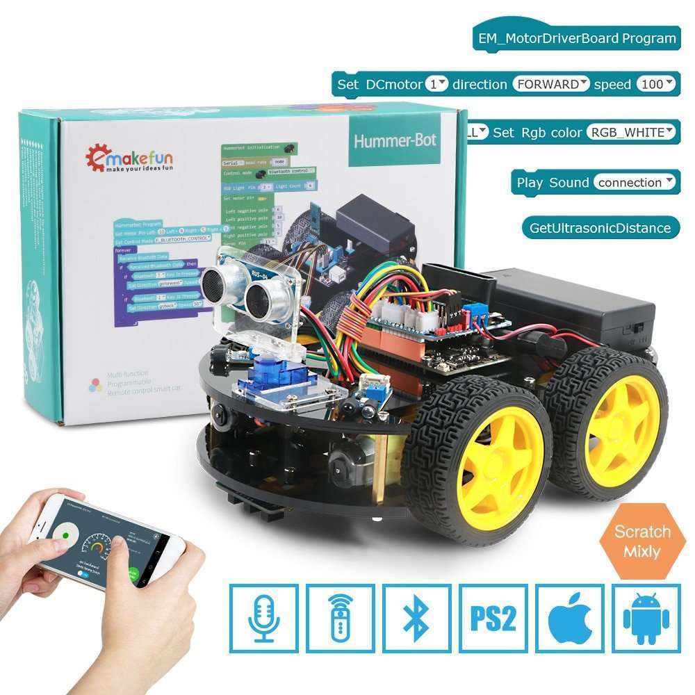 Emakefun For Arduino Robot 4WD Cars APP RC Remote Control Bluetooth Robotics  Learning Kit Educational Stem Toys for Children Kid - SINONING- Electronics  DIY Accessories Store