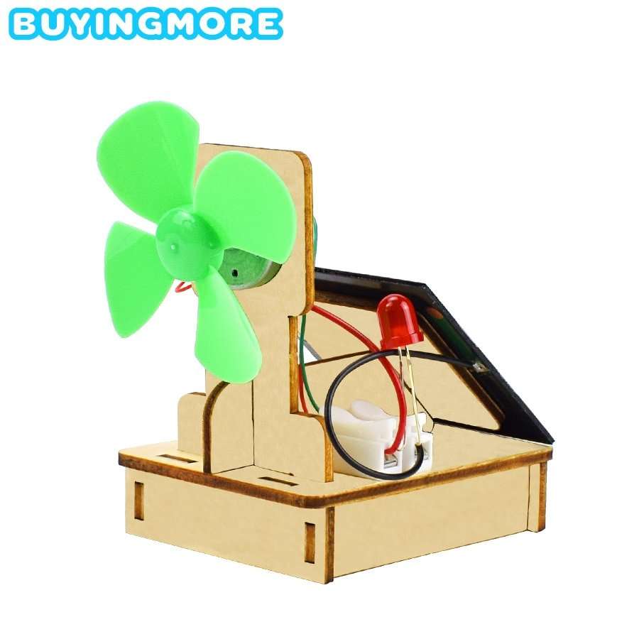 Solar and Wind Energy Powered Fan Model DIY Kit Science Toys for Children Hand-assembled Education Model Kit Wooden Toys Gift