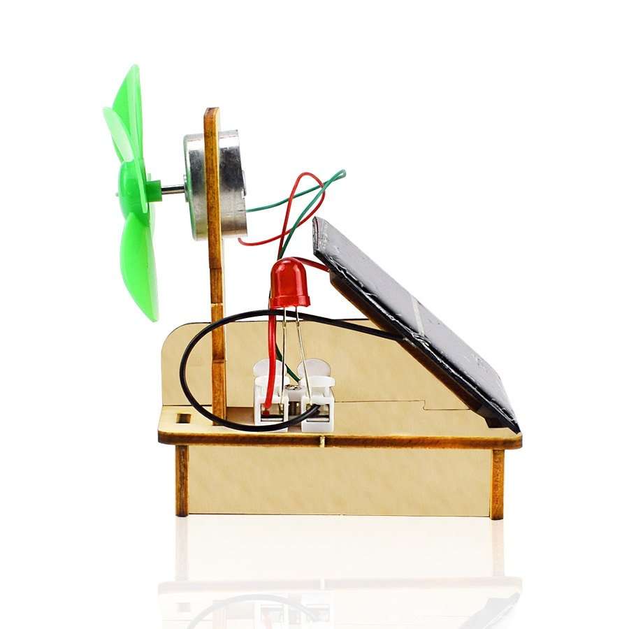Solar and Wind Energy Powered Fan Model DIY Kit Science Toys for Children Hand-assembled Education Model Kit Wooden Toys Gift