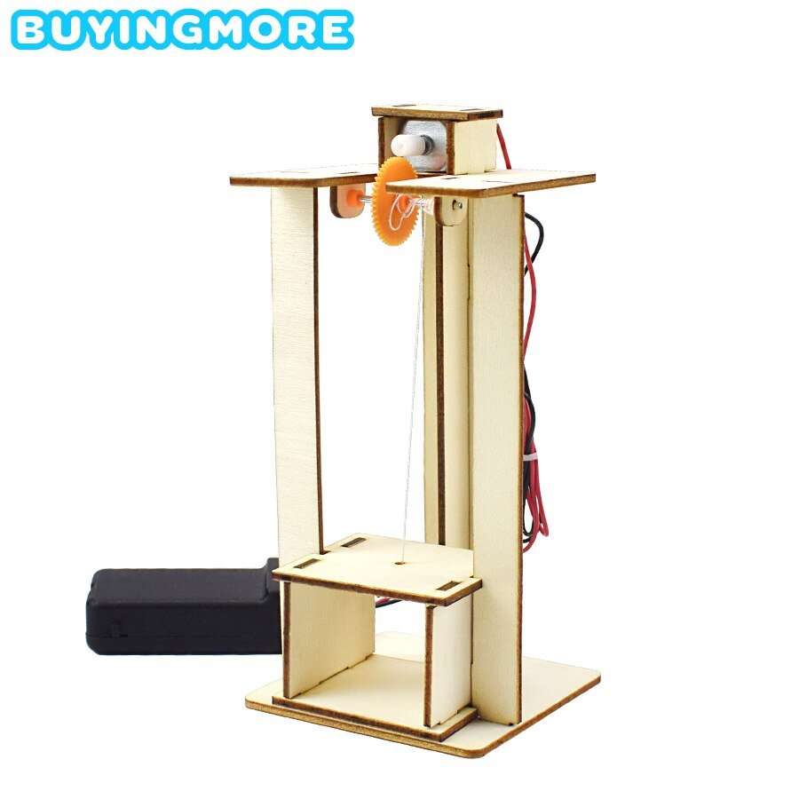 DIY Sets Electric Remote Control Lift Elevator Wooden Model Kit Science Toys Kids Best Friends STEM Education Creative DIY Kits