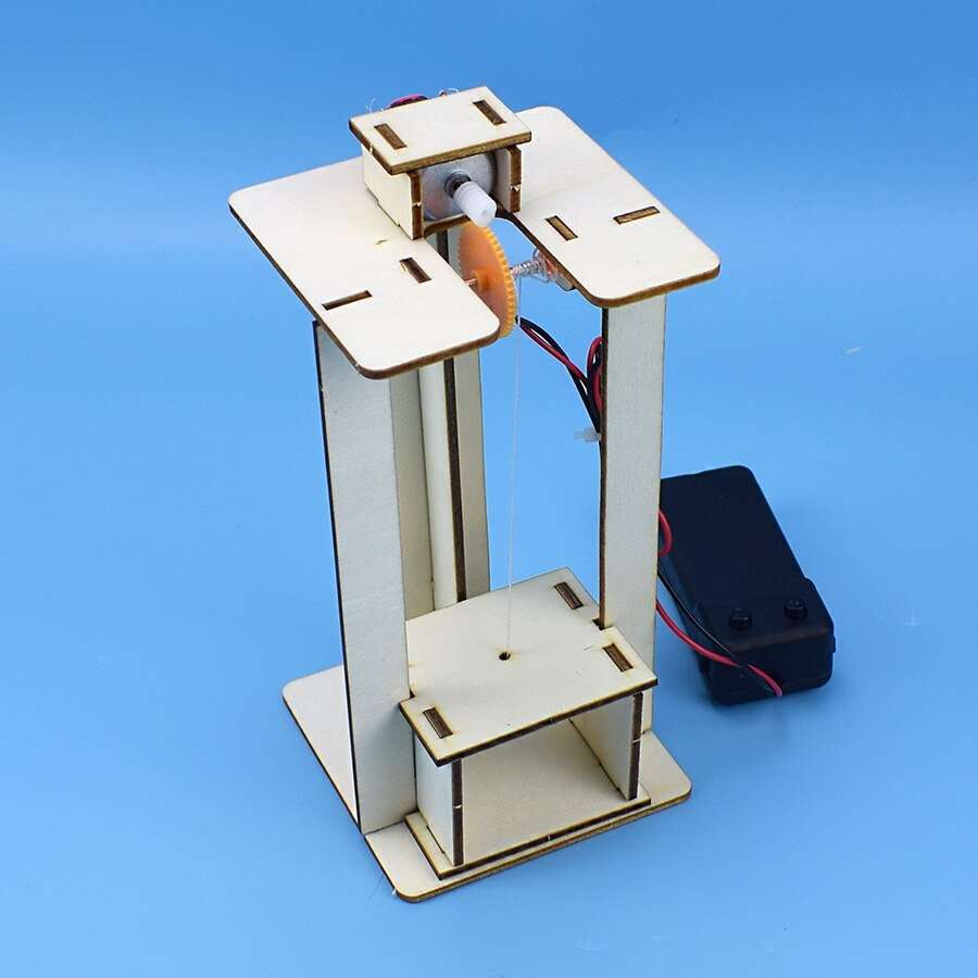DIY Sets Electric Remote Control Lift Elevator Wooden Model Kit Science Toys Kids Best Friends STEM Education Creative DIY Kits