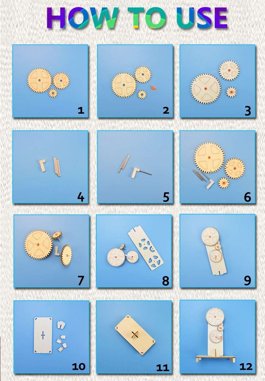 Gear Rotation Model DIY Science Kit Educational Toys for Children Technology Physics Experiment Sets for Kids Learning Toys