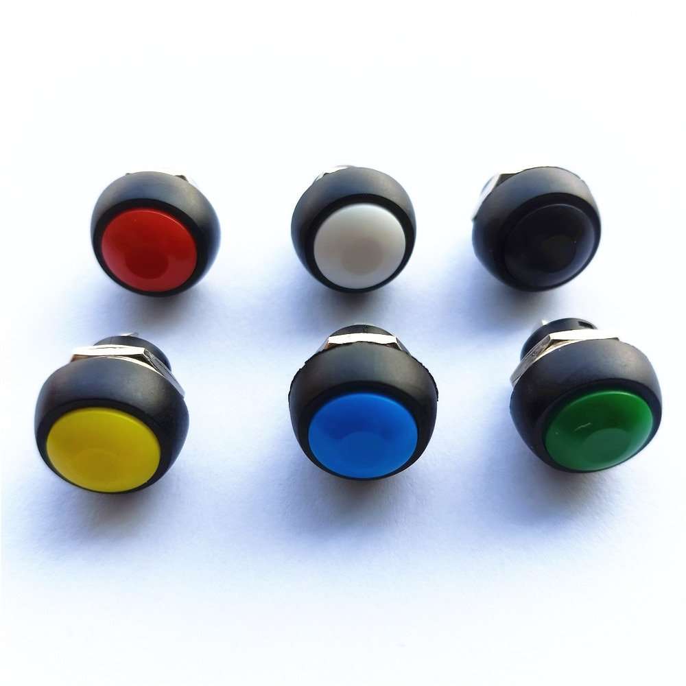 6 Colors PBS-33B 2PIN 12mm DC AC 3A/125V 1A/250V Plastic Round Self-Reset Lockless Button Switchs Thermostability Dropshipping
