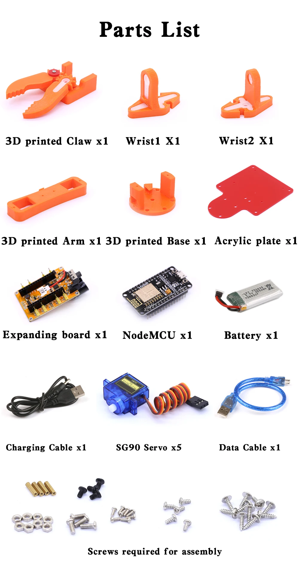 Robotic Arm DIY Kit for Arduino 5-Axis robot SG90 servo DIY parts ...